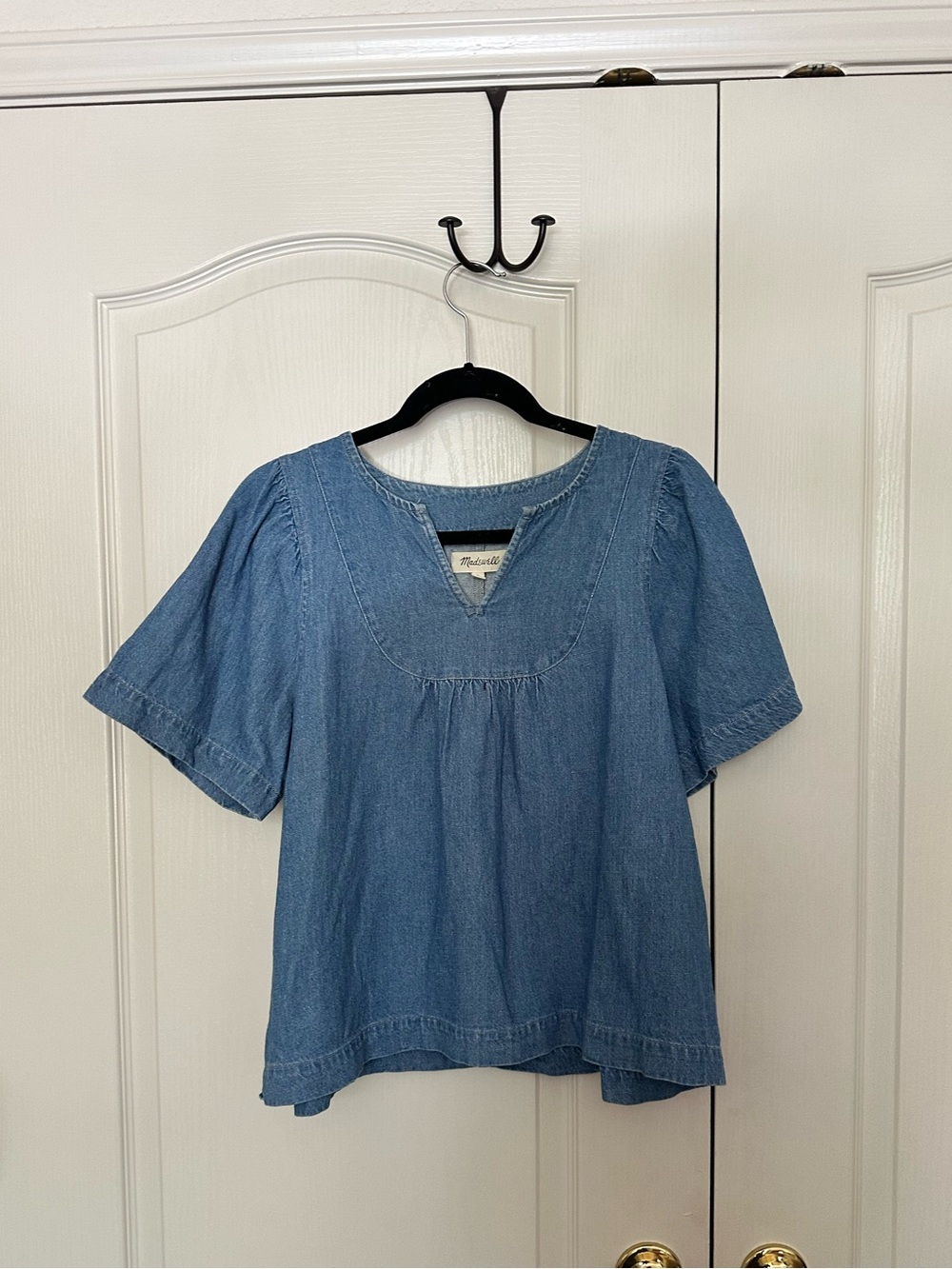 Madewell Denim Flounce Top